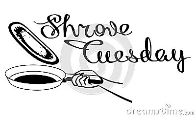 Frying pan with a pancake. Raster clip art. Stock Photo