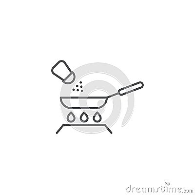 Frying pan and salt vector icon symbol isoalted on white background Vector Illustration