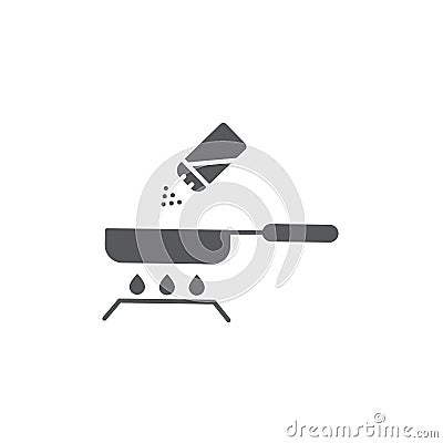 Frying pan and salt vector icon symbol isoalted on white background Vector Illustration