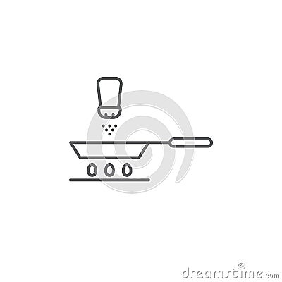 Frying pan and salt vector icon symbol isoalted on white background Vector Illustration