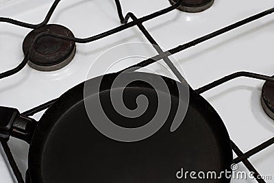 Frying pan on top Stock Photo