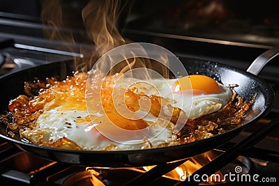 Frying a Tasty Homemade Breakfast Egg.AI Generated Stock Photo