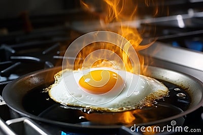 Frying a Tasty Homemade Breakfast Egg. AI Generated Stock Photo