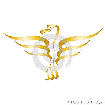 Bird logo, eagle logo, eagle in gold logo, animal logo Stock Photo