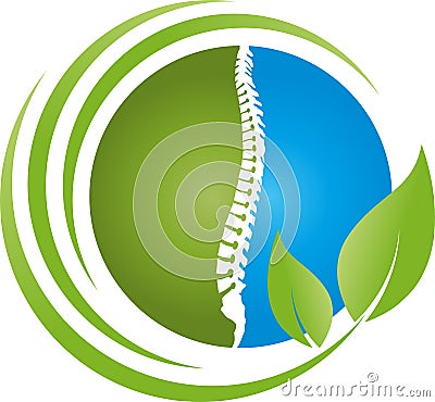 Spine and leaves, Spine and leaves logo, naturopath and chiropractor background, massage and physiotherapy logo Stock Photo