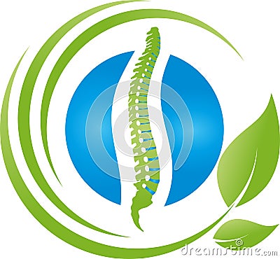 Spine and leaves, Spine and leaves logo, naturopath and chiropractor background, massage and physiotherapy logo Stock Photo