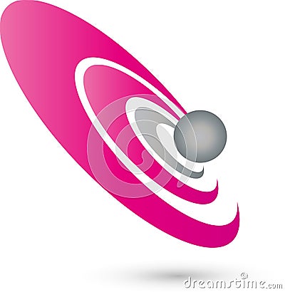 Sphere and circles, IT services logo, technology logo Stock Photo
