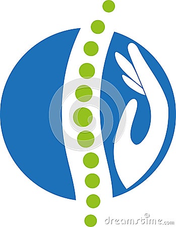 Hand and spine logo, chiropractor logo, orthopedics logo, physical therapy logo, massage logo, icon Stock Photo