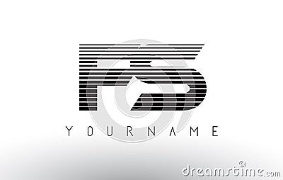 FS Black and White Horizontal Stripes Letter Logo. Vector Illustration
