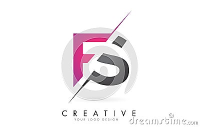 FS F S Letter Logo with Colorblock Design and Creative Cut Vector Illustration