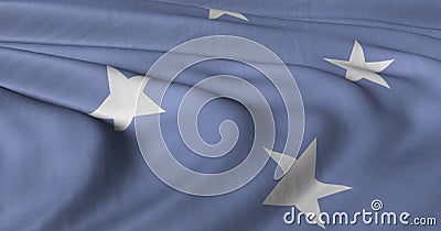 FS of Micronesia flag fluttering in light bre Cartoon Illustration