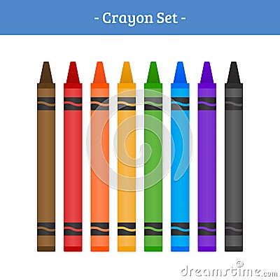 Crayon Vector Set for Kids Stock Photo