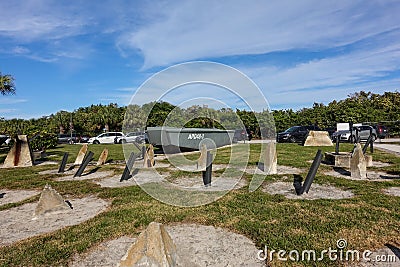 A Navy SEALS beach obstacles used on the Ft. Pierce, Florida beach for SEAL training during WWII Editorial Stock Photo