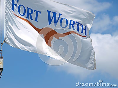 Molly on the Ft. Worth City Flag Stock Photo