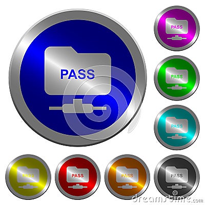 Ftp authentication password luminous coin-like round color buttons Stock Photo