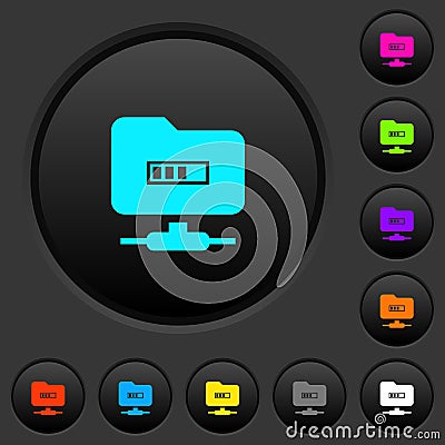 FTP Processing dark push buttons with color icons Stock Photo