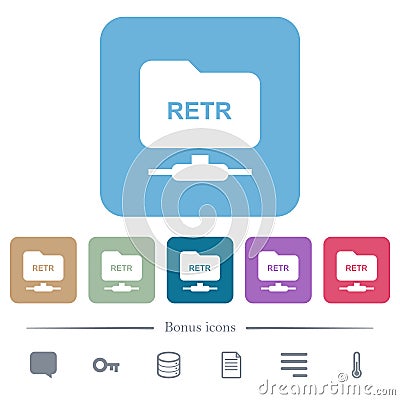 FTP retrieve file flat icons on color rounded square backgrounds Vector Illustration