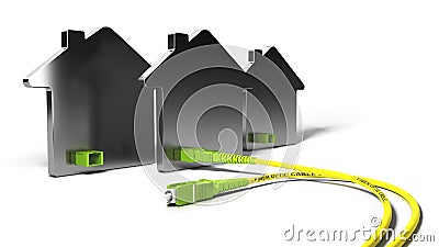 FTTH, Fiber To The Home 3D Illustration Cartoon Illustration