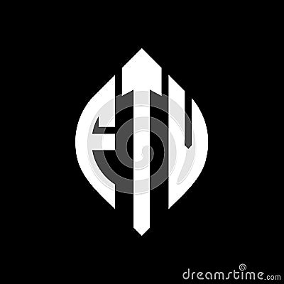FTV circle letter logo design with circle and ellipse shape. FTV ellipse letters with typographic style. The three initials form a Vector Illustration