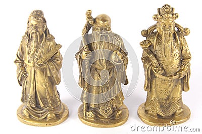 Fu Lu Shou - Chinese Auspicious Trinity Gods Stock Photo