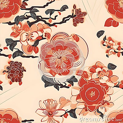 Fu and Shou Harmony with seamless pattern Stock Photo