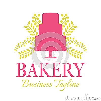 Fuchsia Pink Bakery and Cake Logo Design Stock Photo