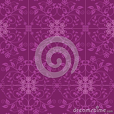 Fuchsia and pink floral wallpaper Vector Illustration