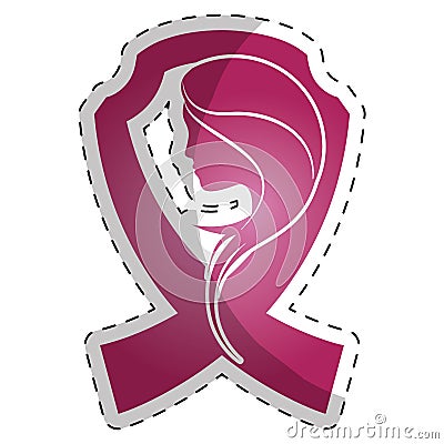 Fucsia breast cancer ribon with woman Stock Photo