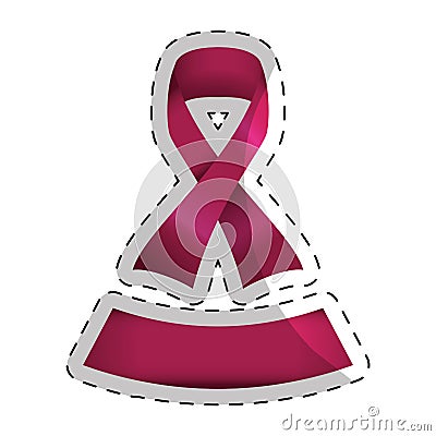 Fucsia ribbon breast cancer signal Cartoon Illustration