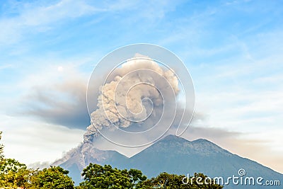 Fuego volcano erupting at dawn in Guatemala Stock Photo