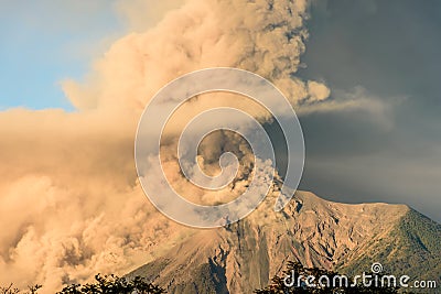 Fuego volcano erupting, near Antigua, Guatemala Stock Photo