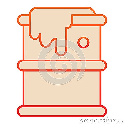 Fuel barrel flat icon. Leaking chemical metal can, dropped drum container. Oil industry vector design concept, gradient Vector Illustration
