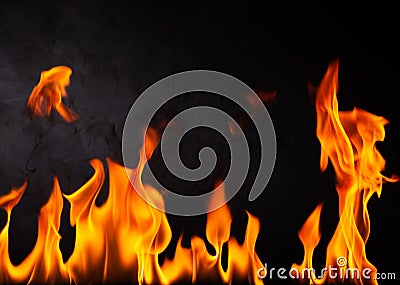 fuel flame png heat and danger of burning bbq explosion yellow-red flame isolated on rusty black steel plate background Stock Photo