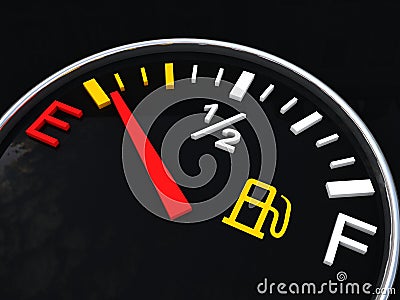 Fuel gauge showing and empty tank metaphore Stock Photo