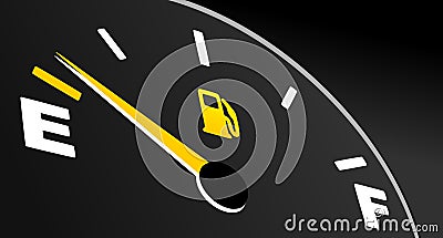 Fuel gauge showing empty tank Vector Illustration