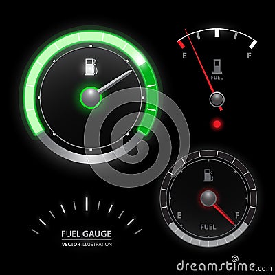 Fuel gauge speedometer vector collection Vector Illustration