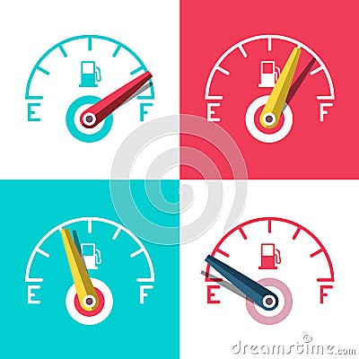 Fuel Icon. Car Dashboard Control Icons Set Vector Illustration