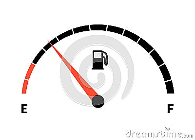 Fuel indicator meter or fuel gauge for petrol, gasoline, diesel level count. Control gas tank fullness. Fuel gauge Vector Illustration