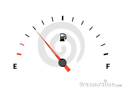 Fuel indicator meter or fuel gauge for petrol, gasoline, diesel level count. Control gas tank fullness. Fuel gauge Vector Illustration