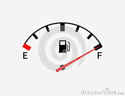 Fuel indicators gas meter. Gauge vector tank full icon. Car dial petrol gasoline dashboard Vector Illustration