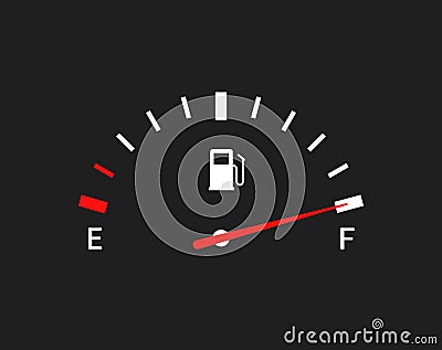 Fuel indicators gas meter. Gauge vector tank full icon. Car dial petrol gasoline dashboard Vector Illustration