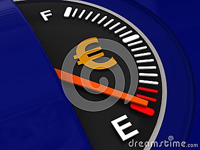 Fuel meter with euro sign Cartoon Illustration