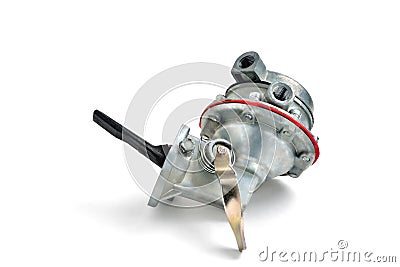 Fuel pump, mechanical truck fuel pump, auto part, engine detail close up Stock Photo