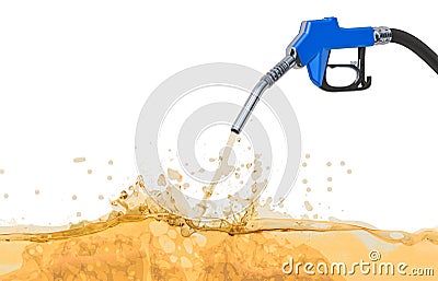 Fuel pump nozzle with petrol, 3D rendering Stock Photo