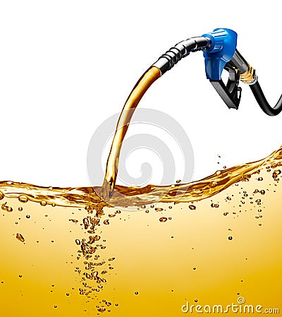 Fuel pumping out from a gasoline pump Stock Photo