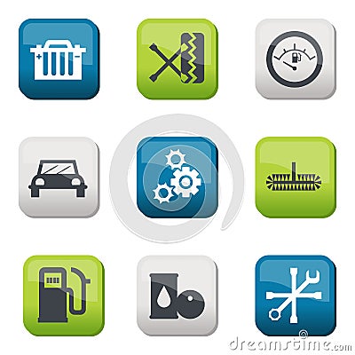 Fuel and transport colored icons Vector Illustration