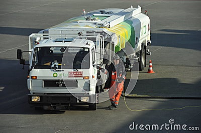 Fuel Truck at the Airport Nuremberg Editorial Stock Photo