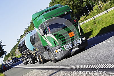 Fuel truck on the move Stock Photo