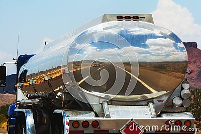 Fuel truck on the road Stock Photo