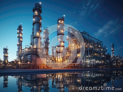 Fueling Progress The Oil Refinery's Role in Powering the World Generative AI Stock Photo